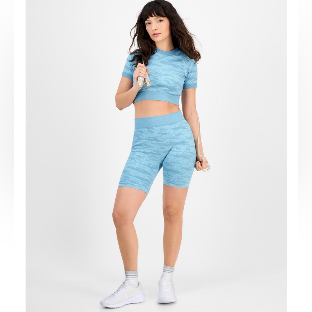 Ideology Light Blue Patterned Bike Shorts